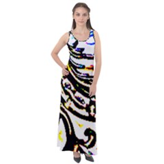 Faux Baroque Print Sleeveless Velour Maxi Dress by 3cl3ctix