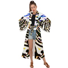 Faux Baroque Print Maxi Kimono by 3cl3ctix