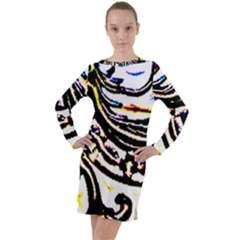 Faux Baroque Print Long Sleeve Hoodie Dress by 3cl3ctix