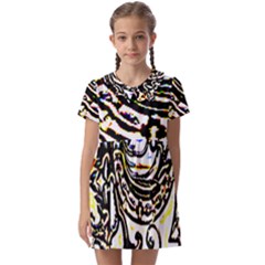 Faux Baroque Print Kids  Asymmetric Collar Dress by 3cl3ctix