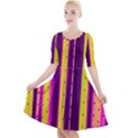 Warped Stripy Dots Quarter Sleeve A-Line Dress View1