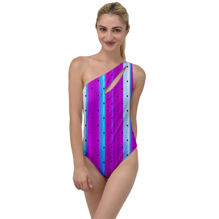 Warped Stripy Dots To One Side Swimsuit