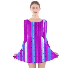 Warped Stripy Dots Long Sleeve Velvet Skater Dress