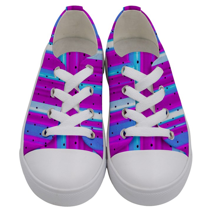 Warped Stripy Dots Kids  Low Top Canvas Sneakers