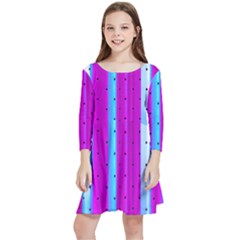 Warped Stripy Dots Kids  Quarter Sleeve Skater Dress by essentialimage365