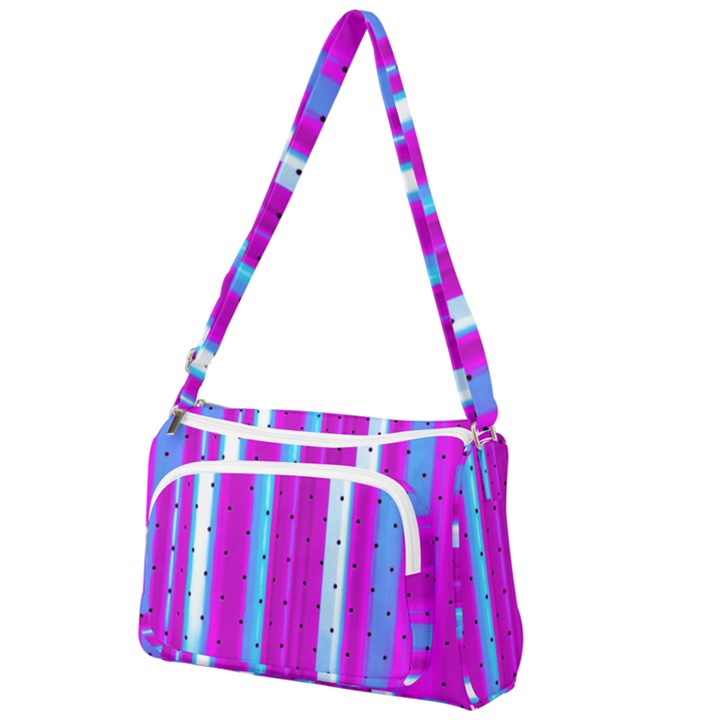 Warped Stripy Dots Front Pocket Crossbody Bag