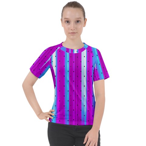 Warped Stripy Dots Women s Sport Raglan Tee by essentialimage365