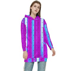 Warped Stripy Dots Women s Long Oversized Pullover Hoodie