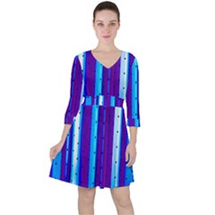 Warped Stripy Dots Quarter Sleeve Ruffle Waist Dress by essentialimage365