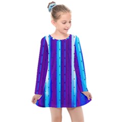 Warped Stripy Dots Kids  Long Sleeve Dress by essentialimage365