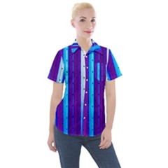 Warped Stripy Dots Women s Short Sleeve Pocket Shirt