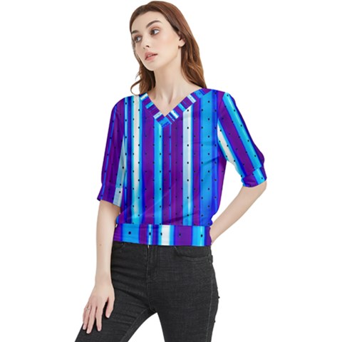 Warped Stripy Dots Quarter Sleeve Blouse by essentialimage365