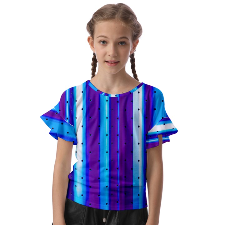 Warped Stripy Dots Kids  Cut Out Flutter Sleeves