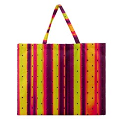 Warped Stripy Dots Zipper Large Tote Bag by essentialimage365