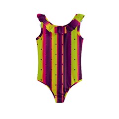 Warped Stripy Dots Kids  Frill Swimsuit