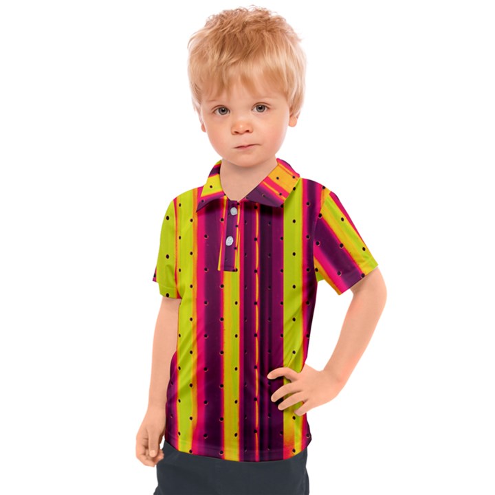 Warped Stripy Dots Kids  Polo Tee