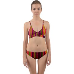 Warped Stripy Dots Wrap Around Bikini Set