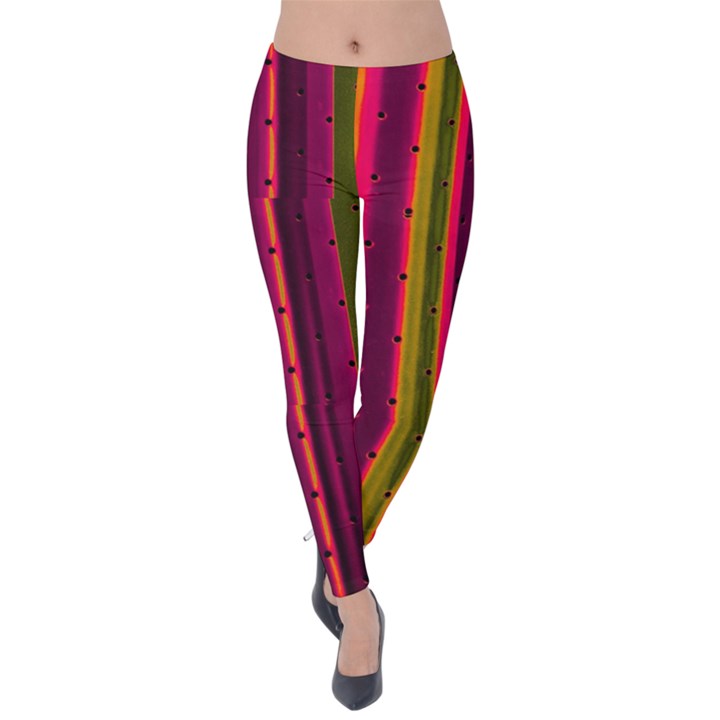 Warped Stripy Dots Velvet Leggings