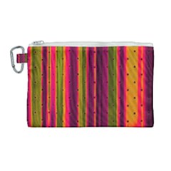 Warped Stripy Dots Canvas Cosmetic Bag (large) by essentialimage365