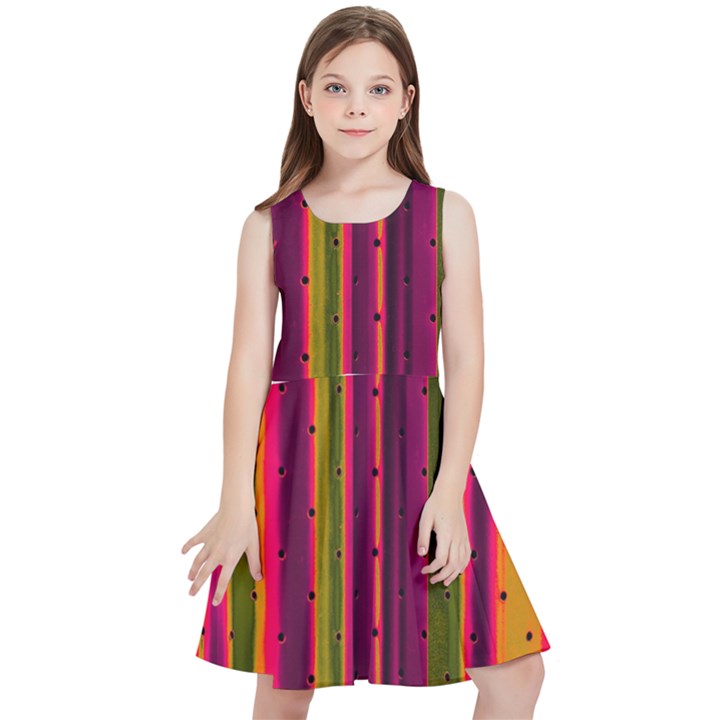 Warped Stripy Dots Kids  Skater Dress