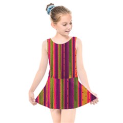 Warped Stripy Dots Kids  Skater Dress Swimsuit by essentialimage365