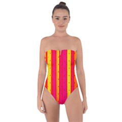 Warped Stripy Dots Tie Back One Piece Swimsuit by essentialimage365