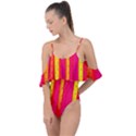 Warped Stripy Dots Drape Piece Swimsuit View1