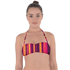 Warped Stripy Dots Halter Bandeau Bikini Top