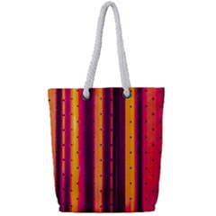 Warped Stripy Dots Full Print Rope Handle Tote (small) by essentialimage365