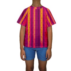 Warped Stripy Dots Kids  Short Sleeve Swimwear by essentialimage365