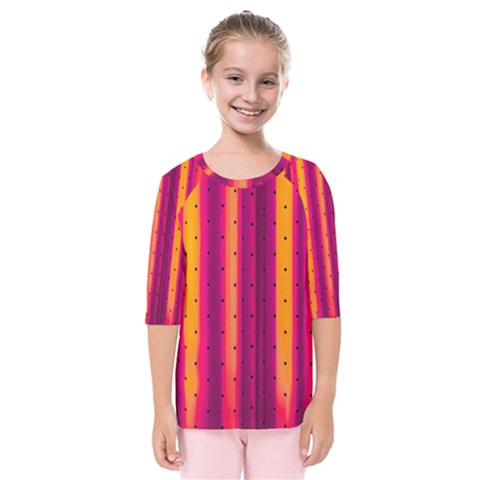 Warped Stripy Dots Kids  Quarter Sleeve Raglan Tee by essentialimage365