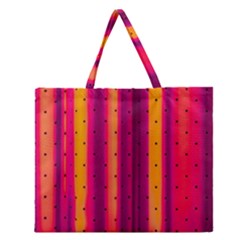 Warped Stripy Dots Zipper Large Tote Bag by essentialimage365