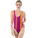 Warped Stripy Dots High Leg Strappy Swimsuit View1