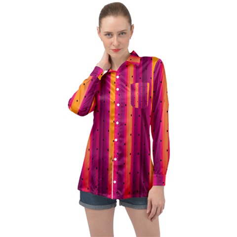 Warped Stripy Dots Long Sleeve Satin Shirt by essentialimage365