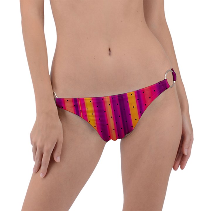 Warped Stripy Dots Ring Detail Bikini Bottom