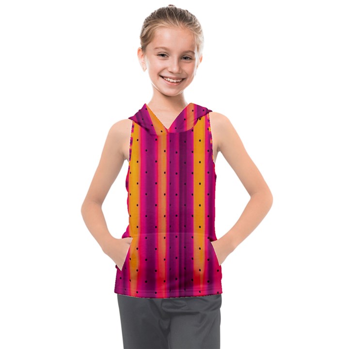 Warped Stripy Dots Kids  Sleeveless Hoodie