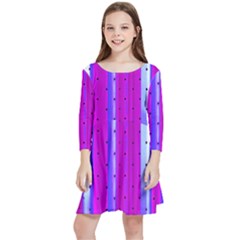 Warped Stripy Dots Kids  Quarter Sleeve Skater Dress