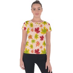 Bright Autumn Leaves Short Sleeve Sports Top  by SychEva