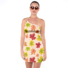 Bright Autumn Leaves One Soulder Bodycon Dress by SychEva