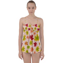 Bright Autumn Leaves Babydoll Tankini Set by SychEva