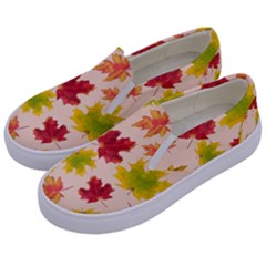 Bright Autumn Leaves Kids  Canvas Slip Ons by SychEva