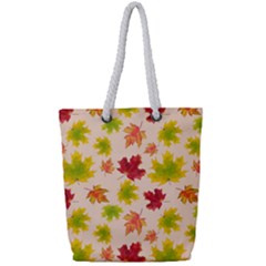 Bright Autumn Leaves Full Print Rope Handle Tote (small) by SychEva