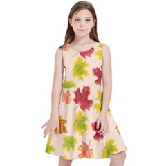 Bright Autumn Leaves Kids  Skater Dress