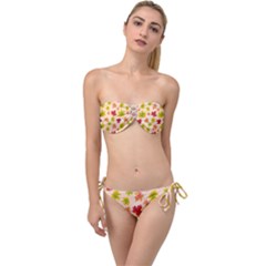 Bright Autumn Leaves Twist Bandeau Bikini Set by SychEva