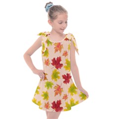 Bright Autumn Leaves Kids  Tie Up Tunic Dress