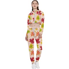 Bright Autumn Leaves Cropped Zip Up Lounge Set by SychEva