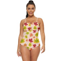 Bright Autumn Leaves Retro Full Coverage Swimsuit by SychEva