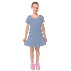 Curly Flowers Kids  Short Sleeve Velvet Dress by SychEva