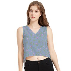 Curly Flowers V-neck Cropped Tank Top by SychEva