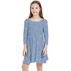 Curly Flowers Kids  Quarter Sleeve Skater Dress by SychEva